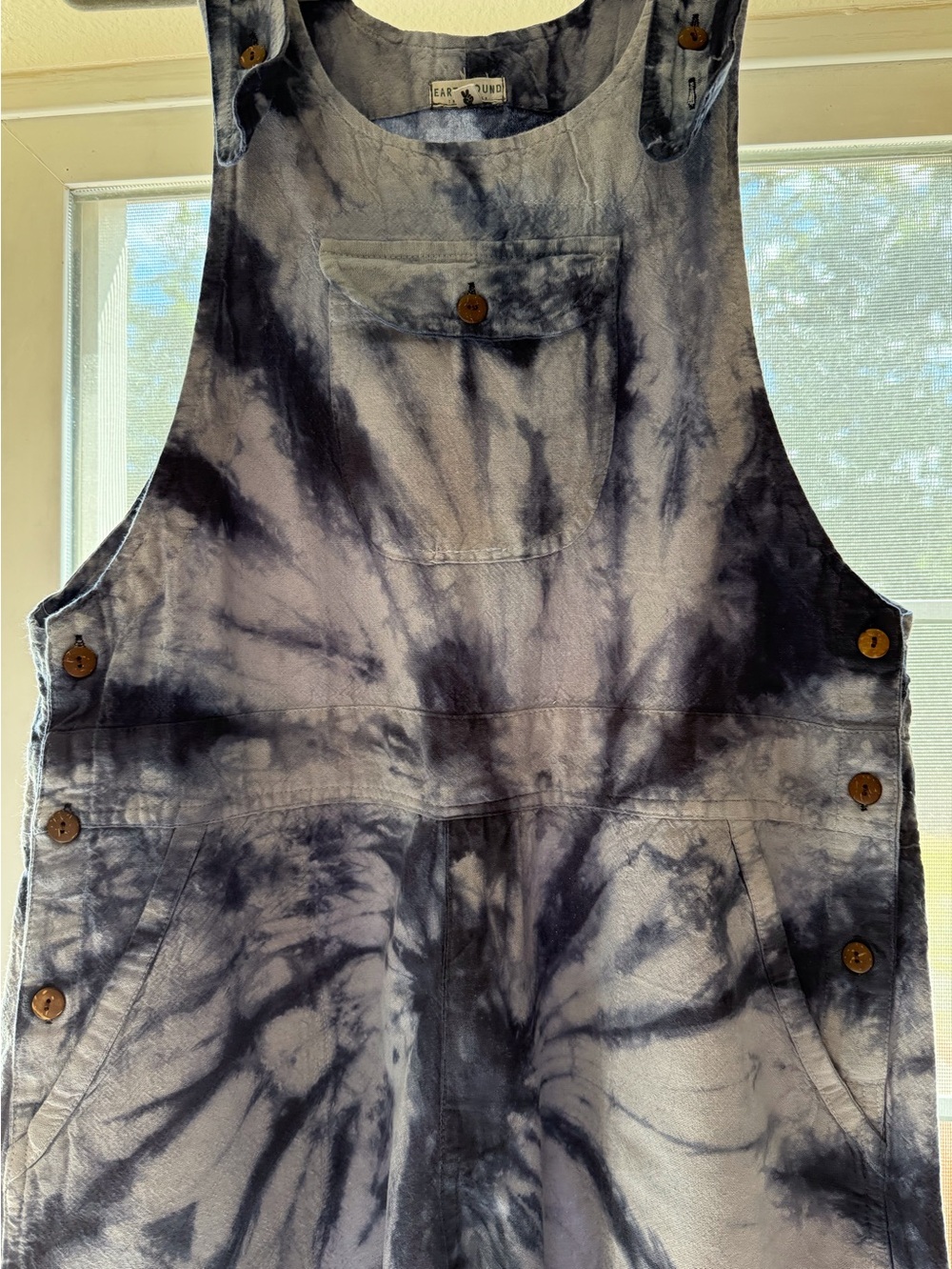 EARTHBOUND Blue Tie-Dye Linen Jumpsuit Romper
